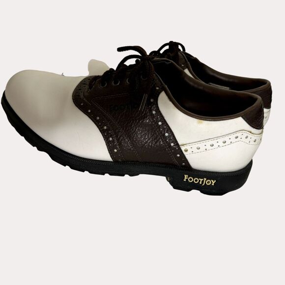 FootJoy Greenjoys Mens Golf Shoes Saddle Loafer Brown Cream 9 M bv - Picture 3 of 10